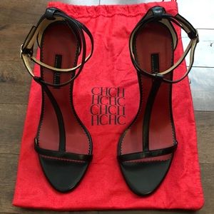 Carolina Herrera Black Open Toe Stilletos